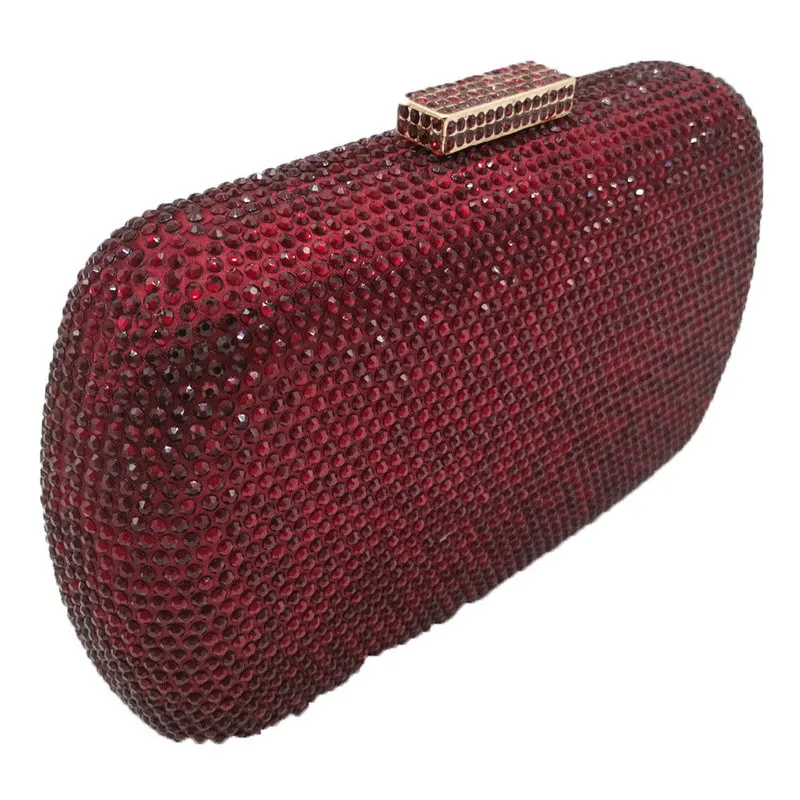 Boutique de FGG Wine Red Women Crystal Evening Bags Wedding Metal Clutches Party Cocktail Purse and Handbag 220321255y