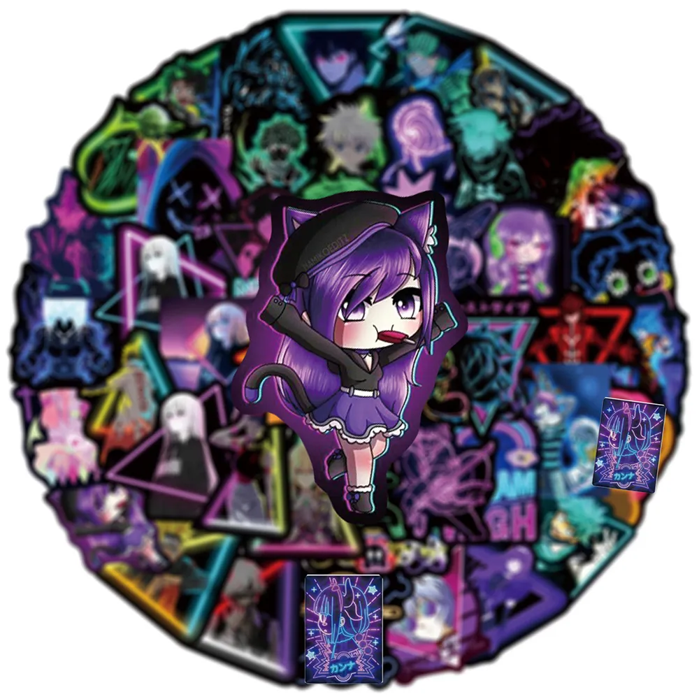 Yeni su geçirmez Mix neon anime çıkartmaları grafiti çıkartmaları telefon bisiklet araba dizüstü bilgisayar kaykay bagaj çocuk toon sticker oyuncak s7937645