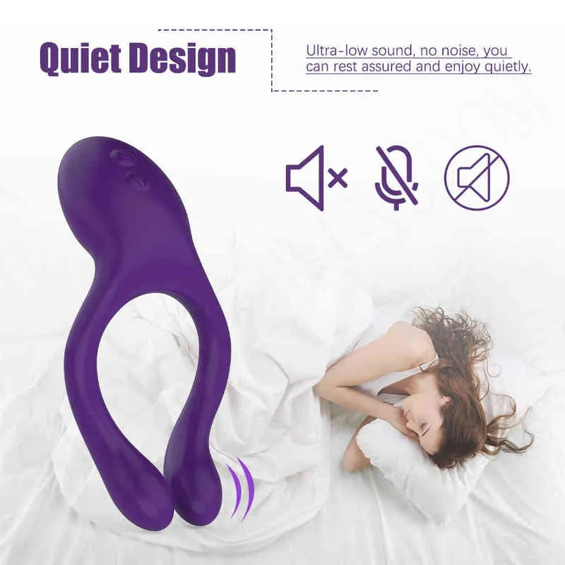 NXY Vibrators Unisex Vibrator Male Penis Ring Remote Control Sex Toys Nipple Clip Massager Dual Shocking G-Spot Stimulator for Couple 220427