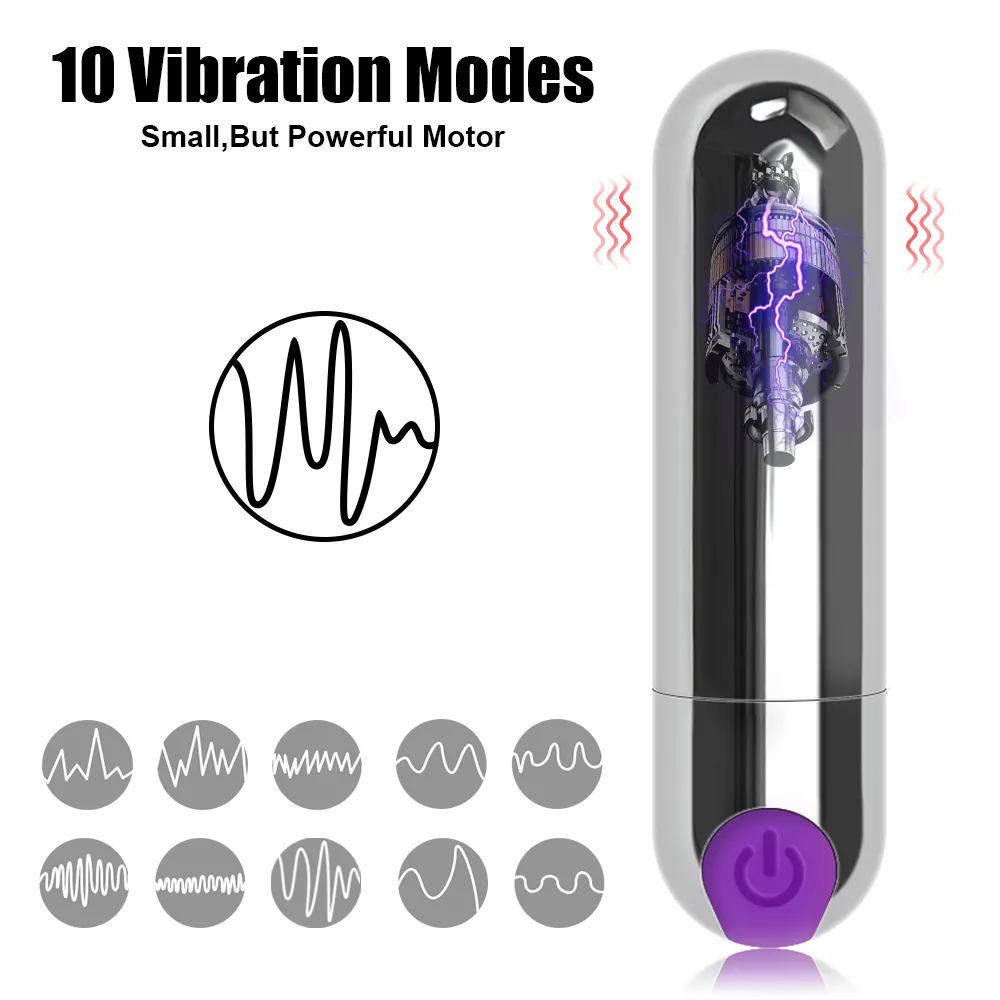 IKOKY Mini vibratore a pallottola ricaricabile USB Giocattoli sexy donne Massaggiatore punto G Impermeabile Forte vibrazione 10 velocità