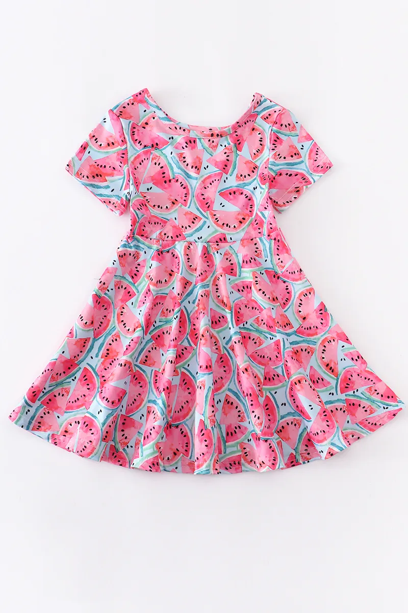 Girlymax Baby Girls Milk Silk Ruffles Thrirl Dress Floral Rainbow Tie Dye Print膝の長さの子供服短袖220707