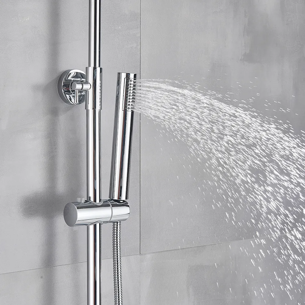 Luxury Bathroom Thermostatic Shower Faucet 8-inch Rainfall Shower Head With Hand Shower Wall Mounted Thermostatic Mixer Valve