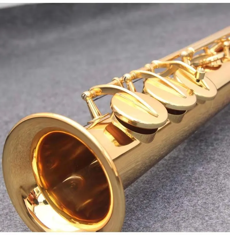 Mässing Gold-Plated High Pitched Straight Tube Sax Soprano B-Key Professional Saxophone Musical Instrument High-End Saxo Soprano