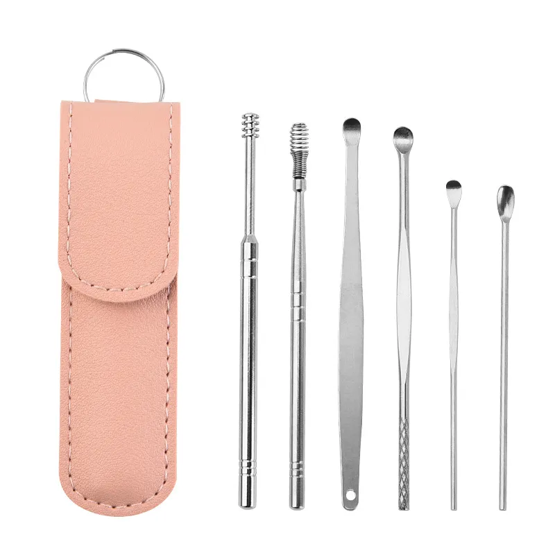 6 adet kulak temizleyici mum seçicileri Earpick balmumu sökücü curette kulak top temizleyici kit kaşık bakım kulağı temiz aracı8430625