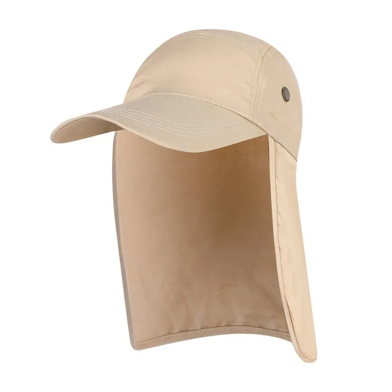 Unisex Visor Cap Hat Outdoor UPF 50 Sun Protection with Removable Ear Neck Flap Cover for Hiking Fishing 220813