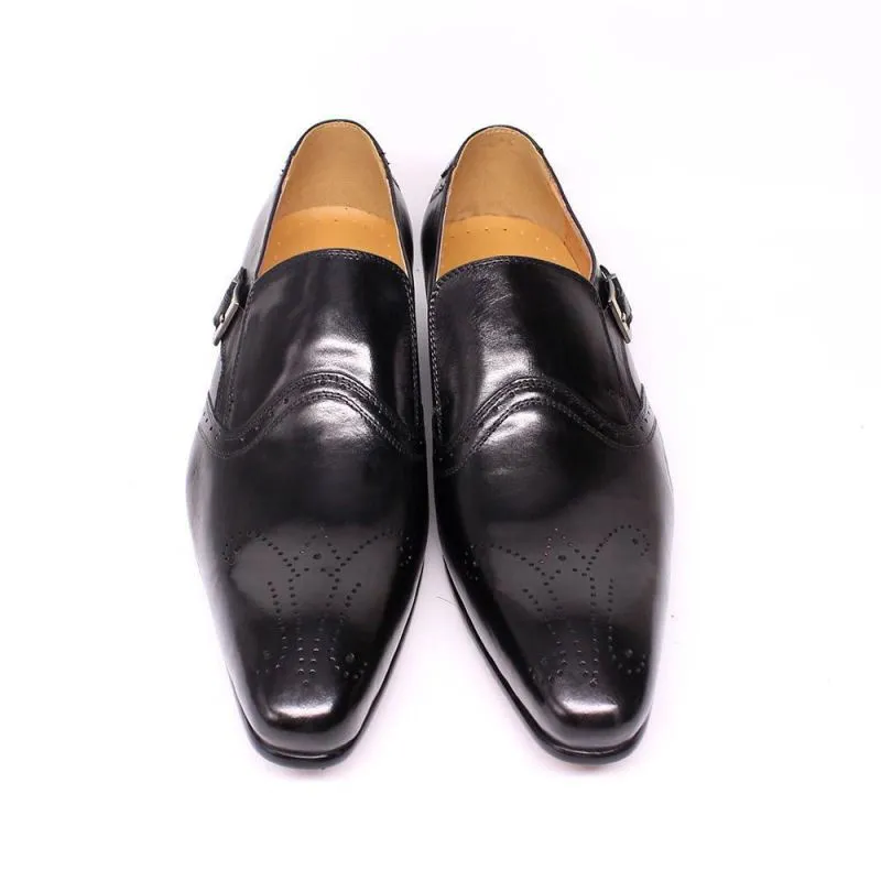 Nuevos zapatos de mocasines informales de los pies puntiagudos zapatos para hombres de la tendencia británica hebilla vestido formal zapatos de cuero KB279