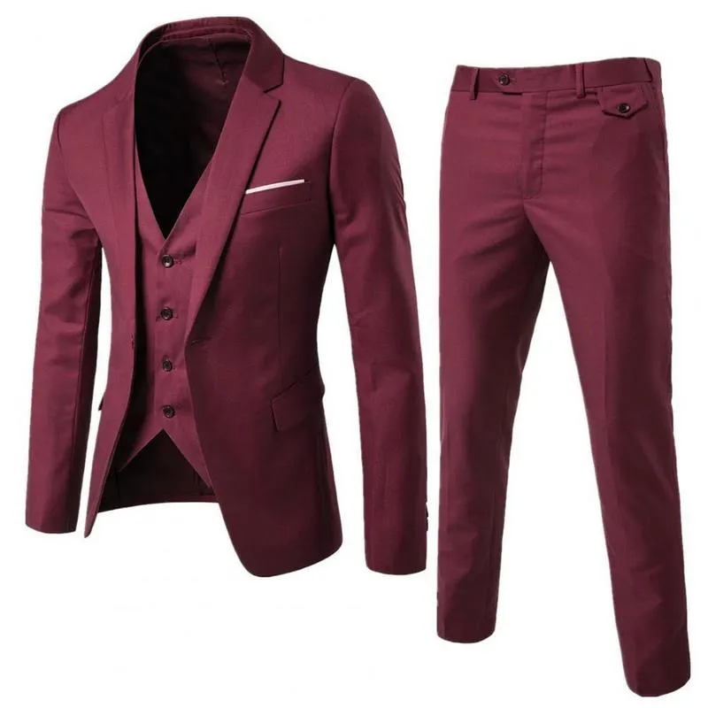 Formal Suit Pockets Korean Style Buttons Cuff Blazer Pants Men Suit Attractive 220817