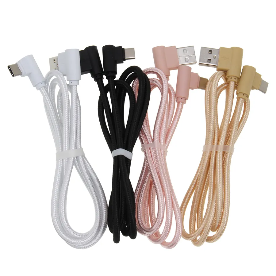 Cavi Micro USB tipo C a gomito da 90 gradi 0,25 M 1 M 2 M 3 M Cavo di ricarica dati veloce Samsung Xiaomi Huawei Android Cavo di ricarica