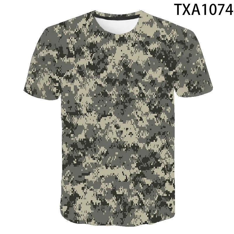 Sommar cool 3d tryckt militär kamouflage t shirt män kvinnor barn kort ärm tshirt varumärke toppar pojke barn barn tee 220607