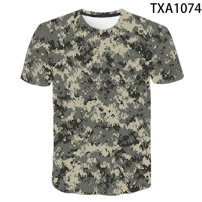 Zomer Cool 3D Gedrukt Militaire Camouflage T-shirt Mannen Vrouwen Kinderen Korte Mouw T-shirt Merk Tops Jongen Meisje Kids tee 220607