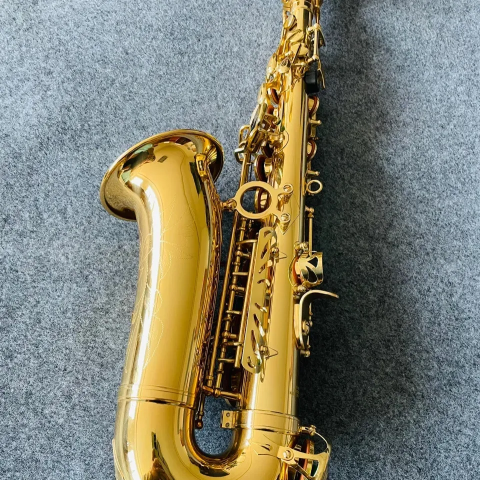 E-Tune Professional Alto Saxofone Classic 802 Modelo ROB duplo de tubo reforçado Body Body Gold Plated Alto Sax Instrumento