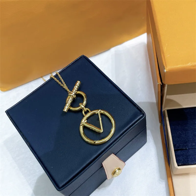 Hoop Halskette Luxus Mode Designer Schmuck Kreis Brief Anhänger Krawatte Herren Damen Marke Gold Halsketten Hochzeit Ornaments271D