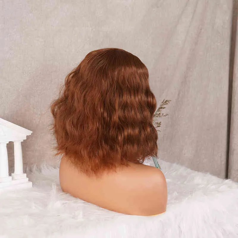 Короткий боб волнистый парик медовый белоколодопод Synthetic Side Part Ombre S для женщин термостойкость S 220525