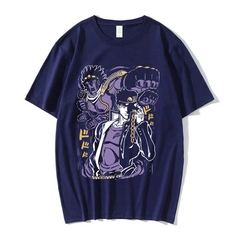 Japonais Anime Bizarre Adventure T-shirt Jotaro Star Platinum Manga Graphique T-shirts Hommes Femmes Mode Lâche T-shirts Occasionnels 220712