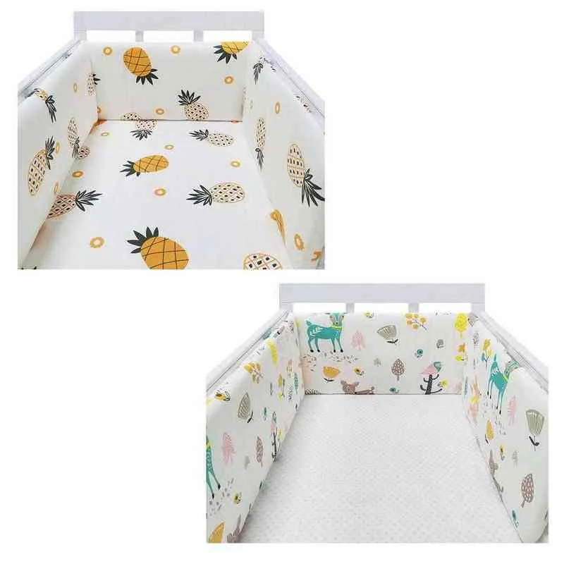 One Piece Children's Crib Bumper Baby Head Protector Baby Bed Protection Bumper Printed Fence Cotton Cot Railing Bumpers For Kid G220421