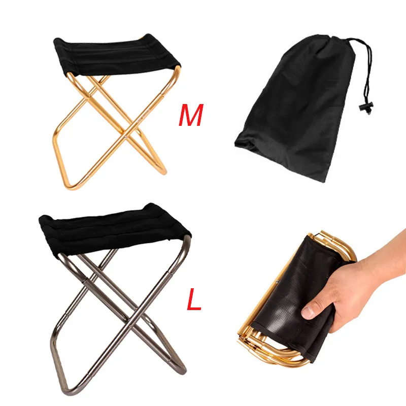 Taburete pequeño plegable pesca Picnic Camping silla plegable tela de aluminio portátil fácil de llevar muebles de exterior 220609