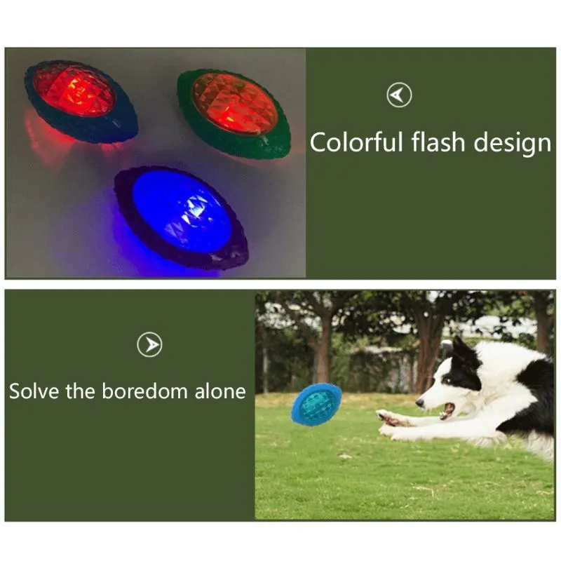 Hundvalpgummi fotbollsform LED Ljus ljud Bouncy Ball Tooth Cleaning Toys 220510