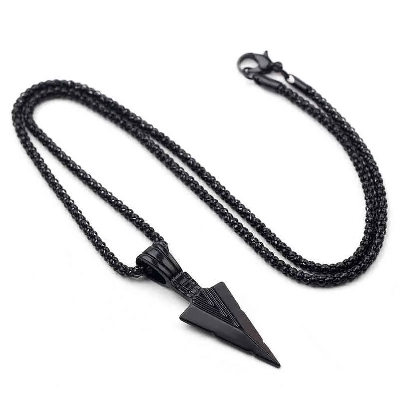 2021 Men's Fashion Jewelry Black Gold Silver color Arrow Head Pendant Long Chain Necklaces mens necklaces Arrow AA220315