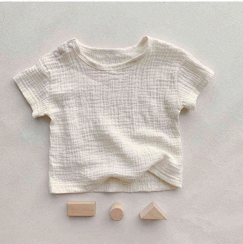 Set di abbigliamento bebè T-shirt a maniche corte tinta unita bebè + pagliaccetto Tuta a due pezzi Summer Newborn Boys Girls Outfit G220509