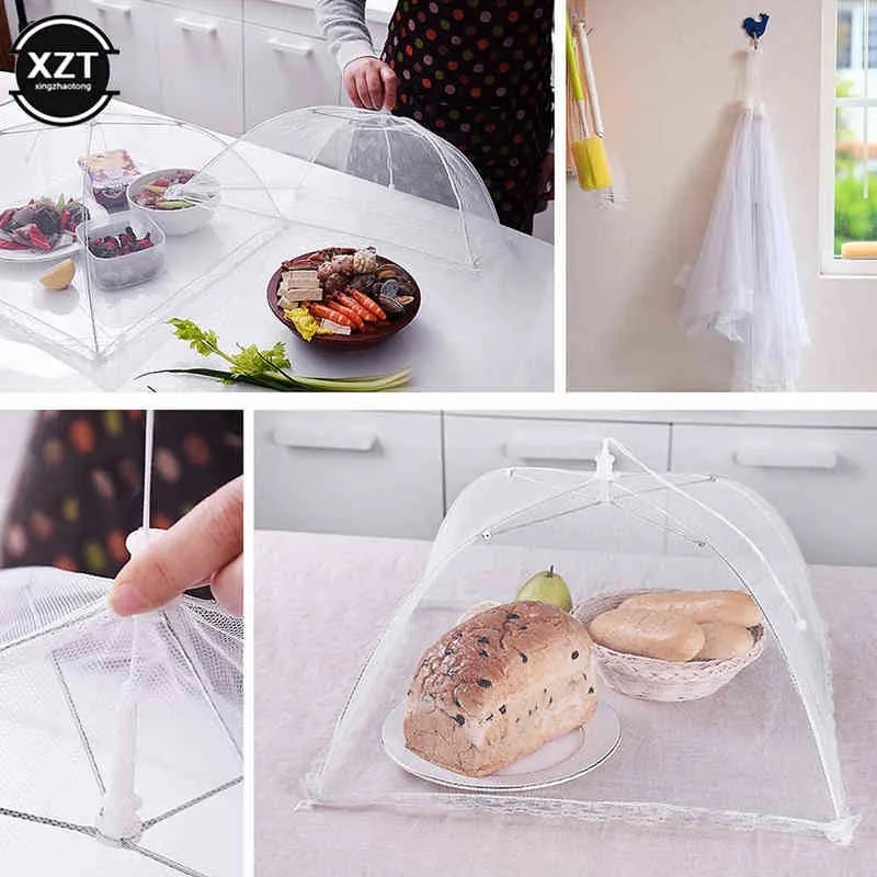 Cuisine Accessoires Couvertures alimentaires Mesh Pliable Cuisine Anti Fly Mosquito Tent Dome Net Umbrella Picnic Protect Food Cover Y220526