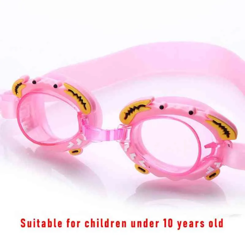 Waterproof Anti-fog Swimming Glasses Cartoon Toddler Swimming Goggles Flat Spot Diving Swimwear Eyewear Eyeglasses G220422