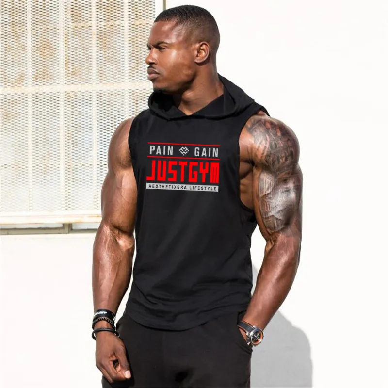 Muscleguys Brand Roupas Ginástica Tampa com capuz Tampa Men Men Men Bodybuilding Stringer Hoodie Tanktop Singlet Singlet Fitness Shirt 220621