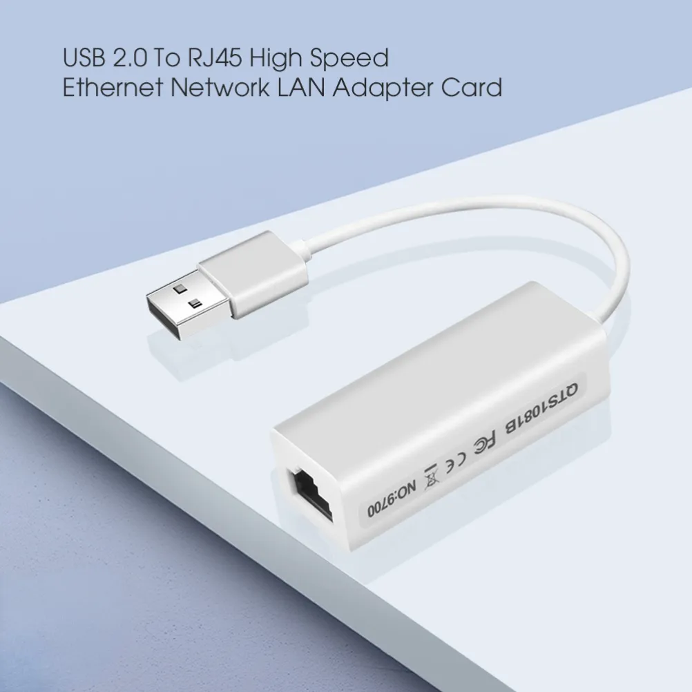 Beyaz USB 2.0 ila RJ45 Hızlı LAN Ethernet 10/100Mbps Bilgisayar PC için Ağ Adaptörü