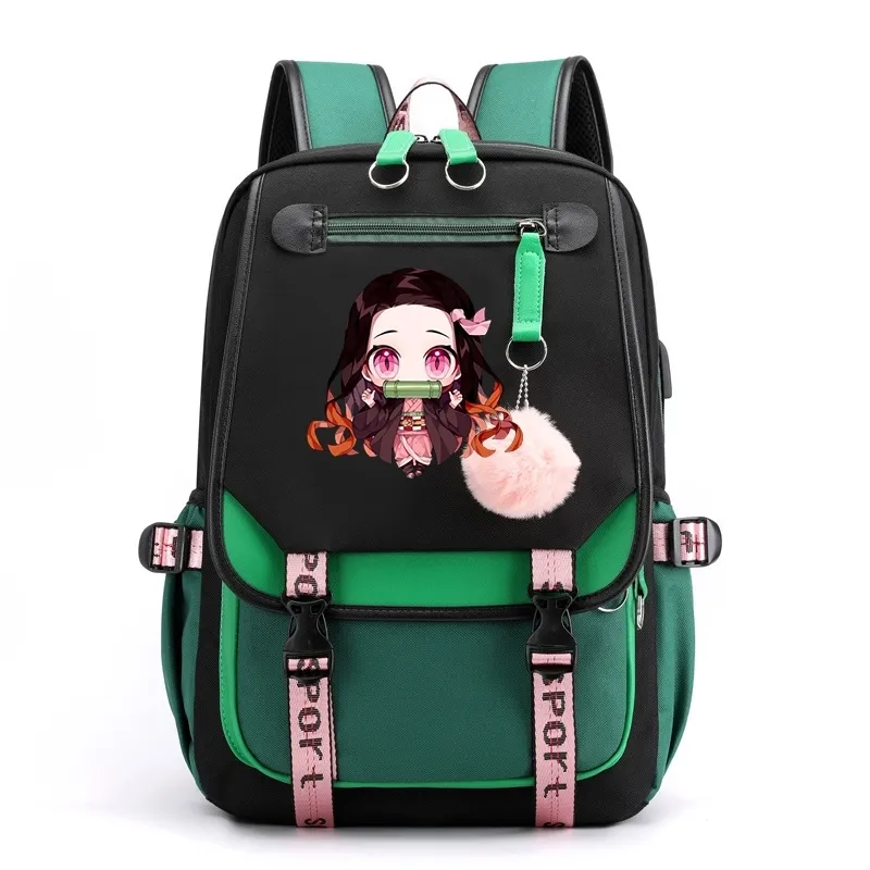 Demon Slayer Nezuko ryggsäckar för män anime skolväska för tonåring canvas bärbar dator back pack kvinnor rygg anime nezuko ryggsäck 2204d