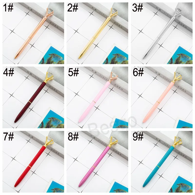 Large Diamond Ballpoint Pen Student Writing Ballpoints Metal Crystal Ballpoint Office Advertising Signature Pens School Supplies BH7291 TYJ