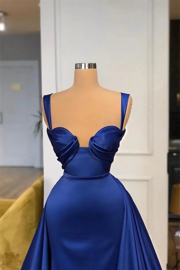 A-Line Royal Blue Fashionエレガントなセクシーなロングサテンプロムドレス2022スパゲッティストラップイブニングガウンC0404267L