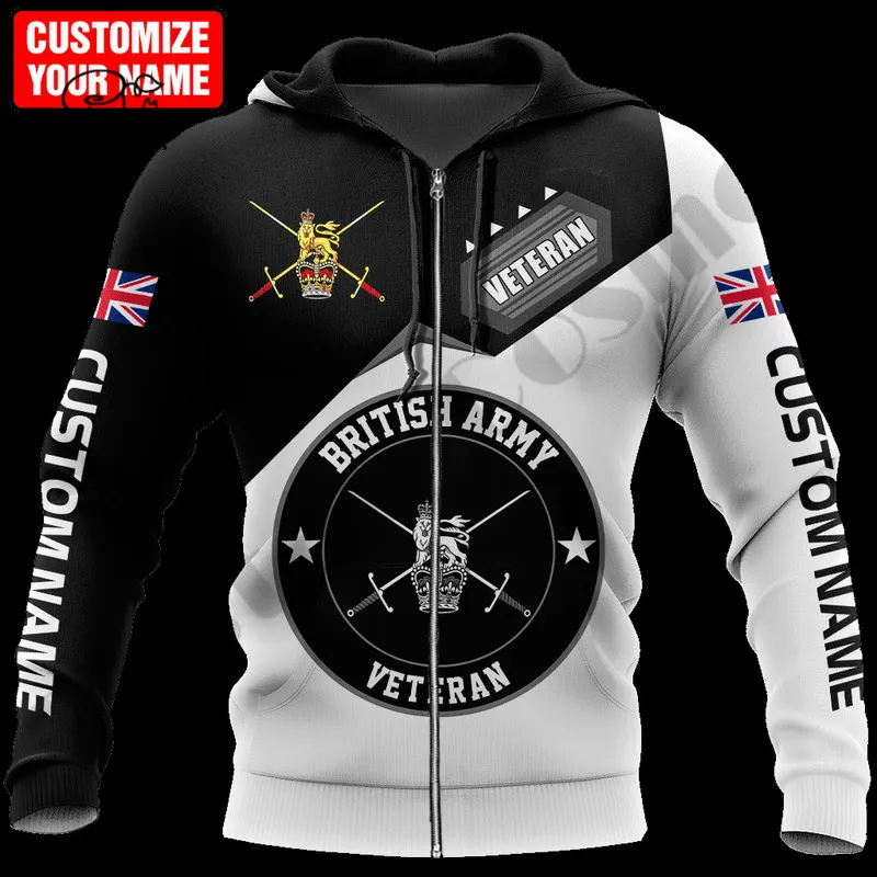 Plstar Cosmos 3dprinted est British Army Custom Name Unique Hrajuku Streetwear Unisex Casual Hoodies Zip Sweatshirt Style 1 220714GX