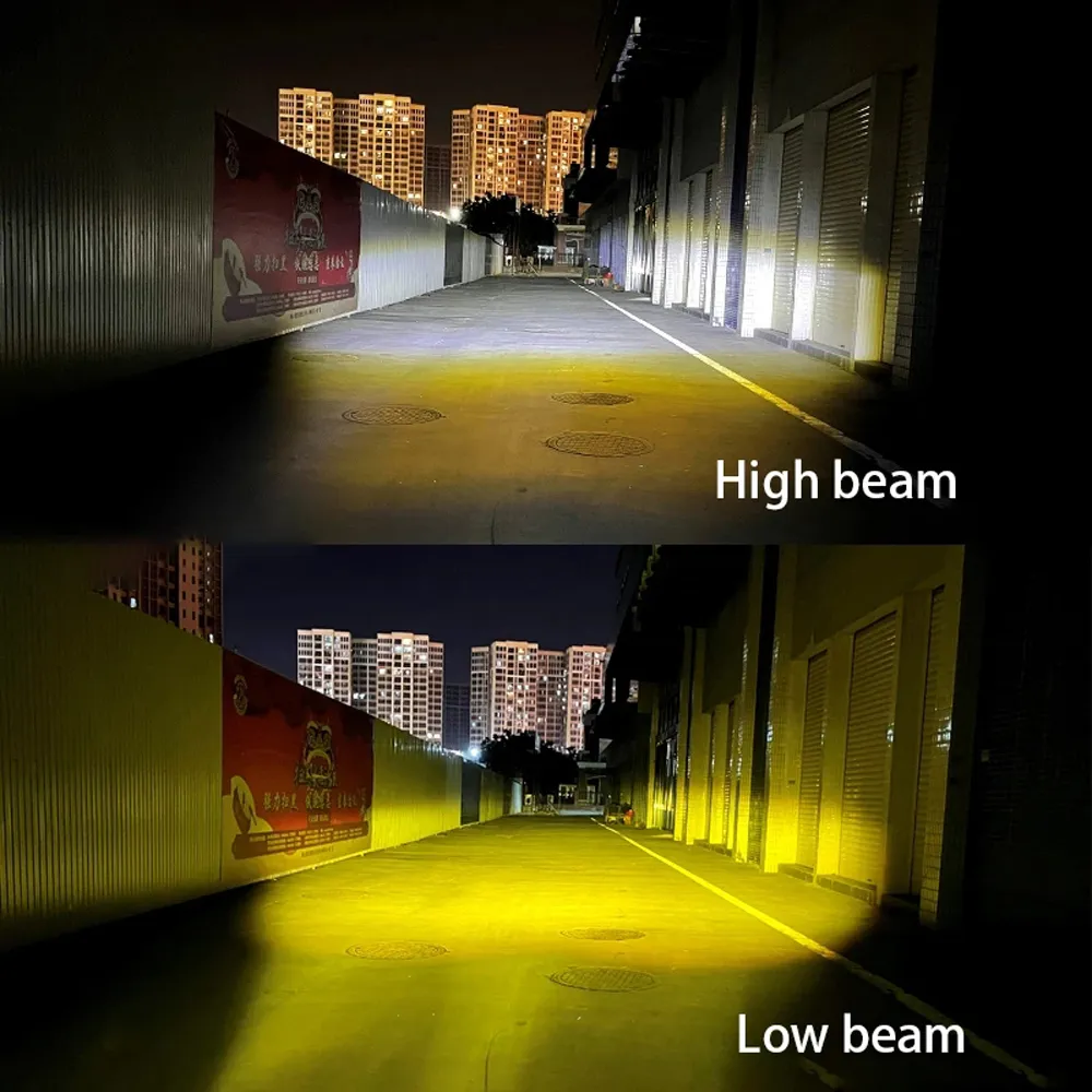 Motocicleta projetor projetor projetor lente cor dual mini led farol amarelo branco lâmpada de condução universal para caminhões suv atv carros carro