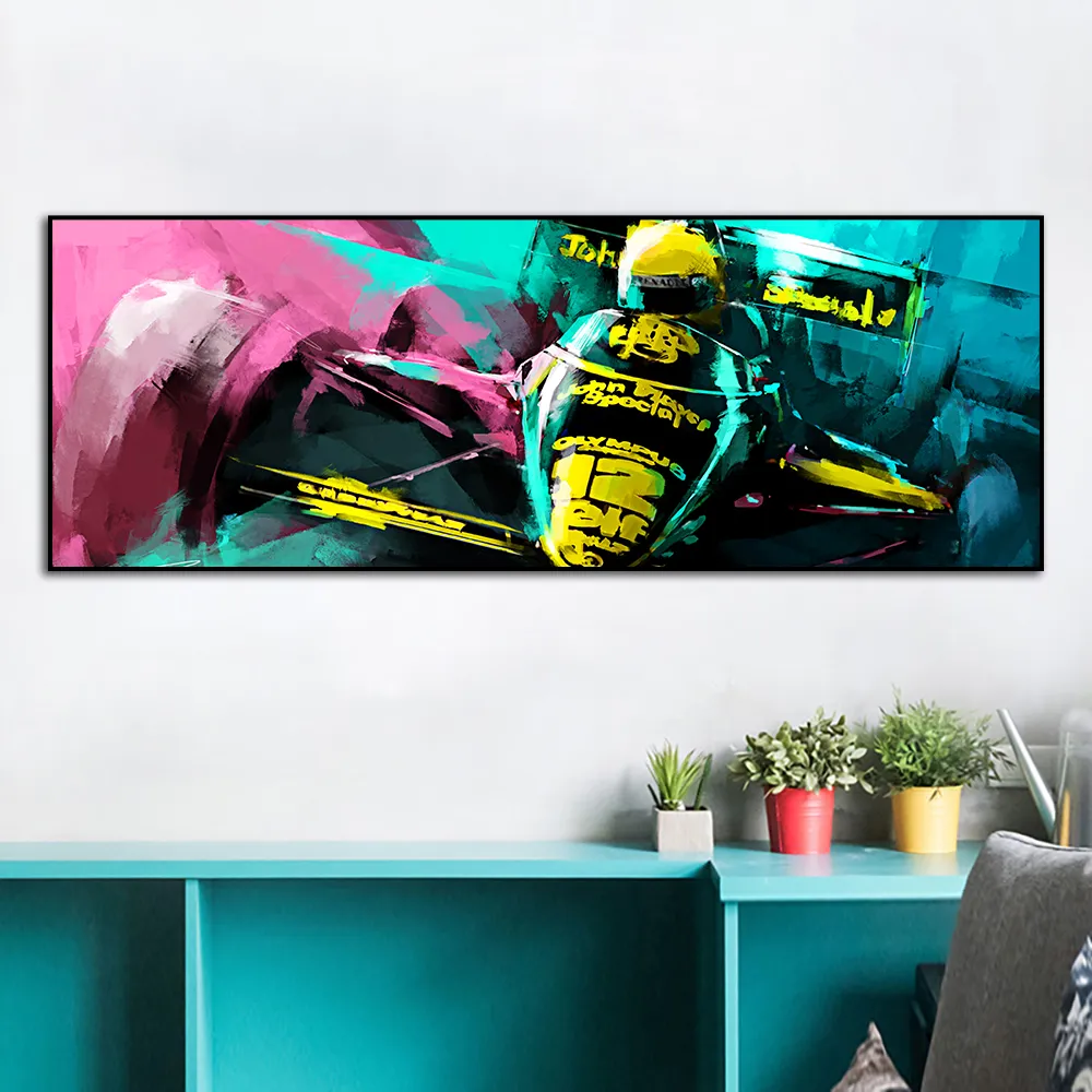 F1 Racing Canvas Painting Цветные розовые зеленые плакаты настенные художественные картин