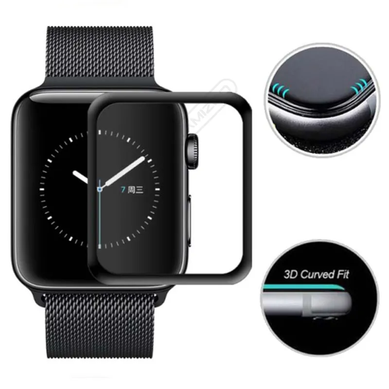 3D gebogen gehard glas 9h explosie volledige hoes beschermende guard filmscherm beschermer voor iWatch 41 mm 45 mm 38 40 42 44 mm S7 Series 7 6 5 4 3 2