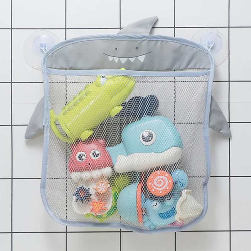 QWZ Baby Bathroom Mesh Bag Sucker Design For Bath Toys Kids Basket Cartoon Animal Shapes Cloth Sand Toys Storage Net Bag 220531