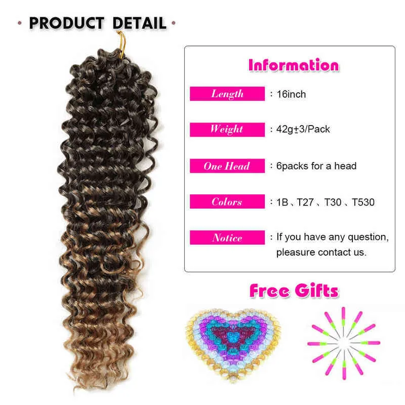16 pouces Deep Twist Crochet Hair With Curly Ends Natural Synthetic Braids Tressage Extensions Expo City 220610