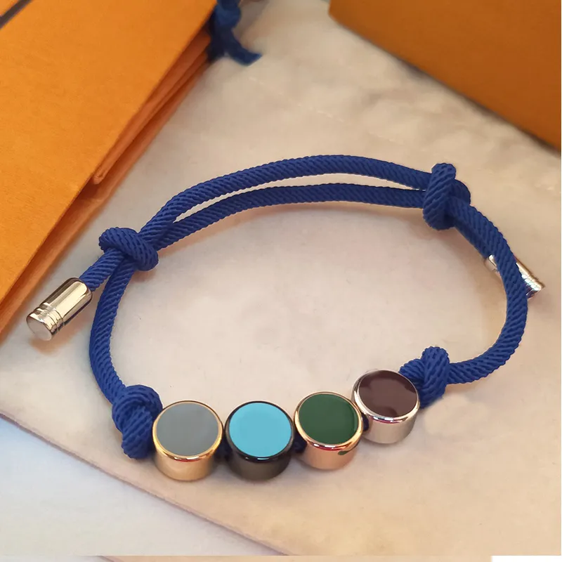 2022 New Chain V Letter charm bracelet designer Color Enamel 4 Circles Adjustable Men and Women Bracelets Classic Luxury Jewelry Gifts