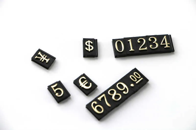Guldmetall etiketthållare stativ skrivbord tecken ram pris tagg namn kort display rack smycken klocka pris nummer kuber hylla talare