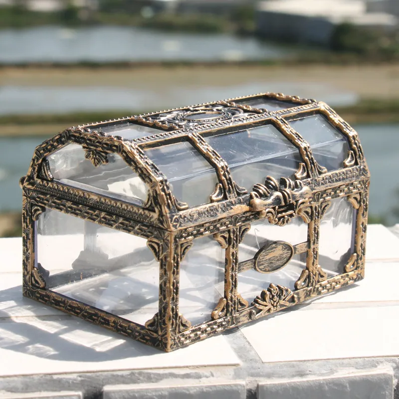 Boîtes à trésors transparentes emballage cadeau de vacances en plastique créatif dames boîte de rangement de bijoux décoration de bureau ornement