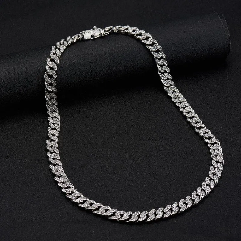 Chaînes 10mm Miami Cuban Chain Link Collier Argent Couleur Glacé Bling Pour Hommes Hip Hop Bijoux Style Plein Forage Chaîne GiftChains243t