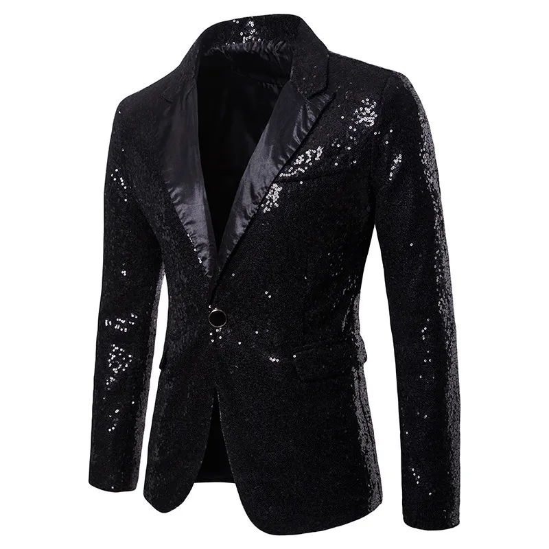 Shiny Gold Sequin Glitter Embellished Blazer Jacket Men Nightclub Prom Suit Costume Homme Stage Clothes For singers 220822