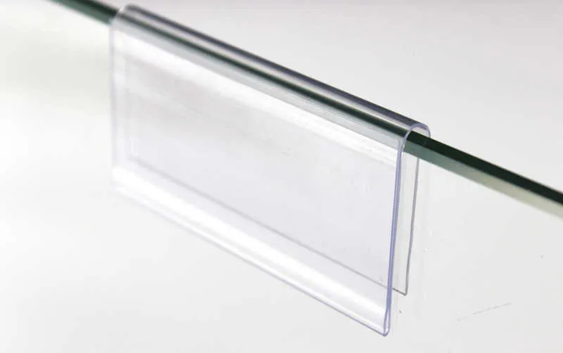 10/8/6cmx4,2 cm doorzichtige plastic PVC prijskaartje Label Display Cliphouder voor supermarktwinkel houten glazen plank fitting 