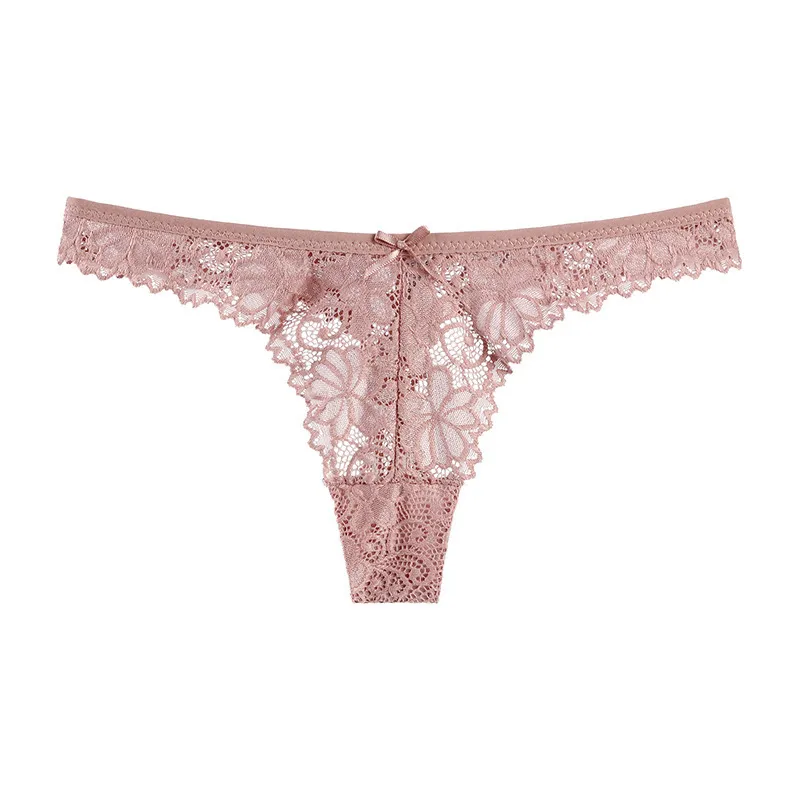 Panties Women Sexy Lace Thong Hollow-out Transparent Briefs Cotton Crotch G-string Set Underwear Lingerie Drop 220425
