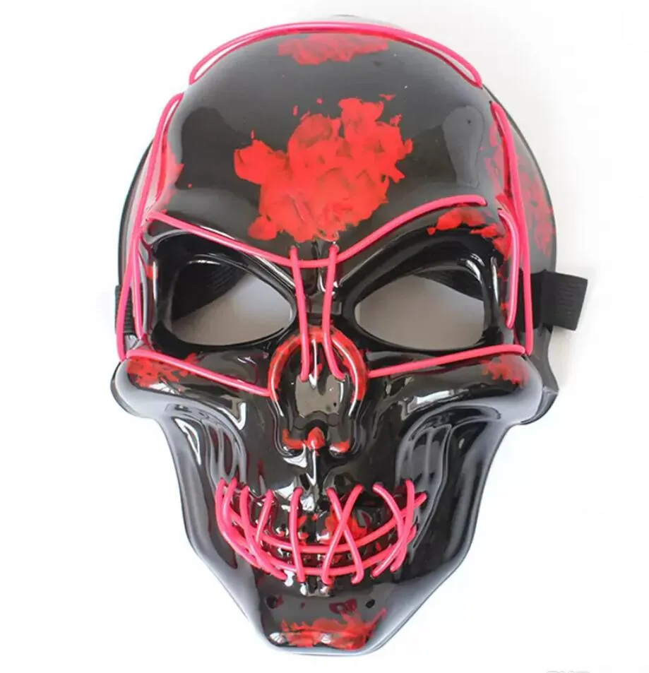Halloween-Maske mit LED-Leuchten, gruselige Skelett-Schädel-Maske für Festival, Cosplay, Halloween-Kostüm, Maskerade, Partys, Karneval, 10 Farben, C0815