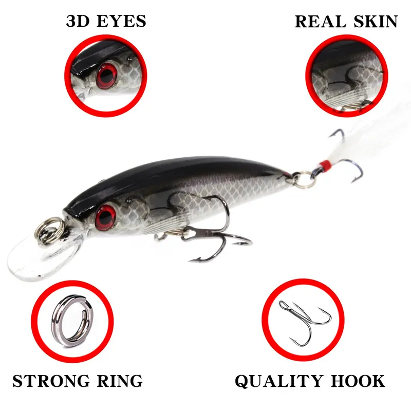 Minnow Fishing Lure 78mm 7g Affondamento Esca dura Wobbler Jig Bait Crankbait Carpa Striped bass Pesca Attrezzatura da pesca SwimBait 220726