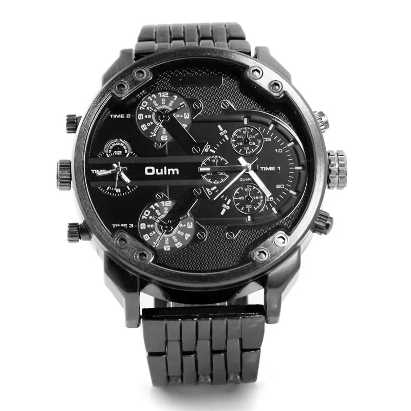 Horloges Heren Horloges Topmerk OULM 3548 Luxe 5,5 cm groot gezicht Hoge kwaliteit roestvrijstalen horloge Zwart Relogio Masculino Mar223Q