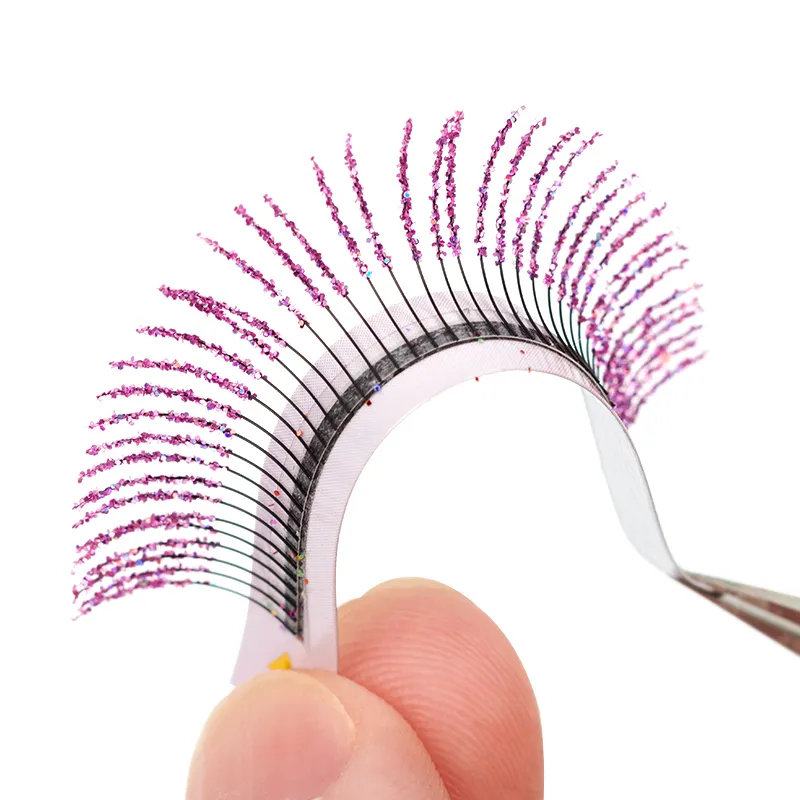 12 Strips Mix Colors Fashion Glitter Eyelash Extensions C Curl 0.15mm Shiny Colorful False Eyelash Individual lashes For Makeup 220525