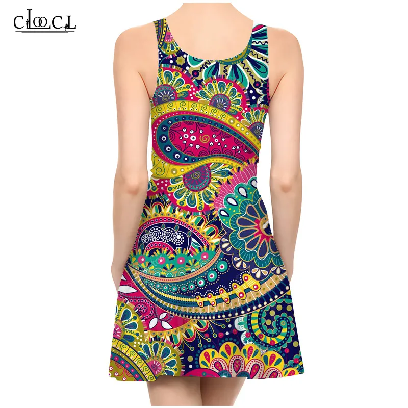 Floral kleurrijke bedrukte doek 3d print jurk vrouwen zomer casual mouwloze mode feestjurken Vestidos 220617