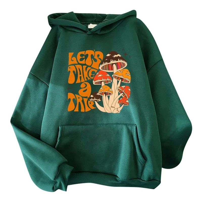 Mantar Trie Baskı Hoodie Erkekler Kadın Sweatshirts Harajuku Büyük Boy Sonbahar Kış Sokak Giyin