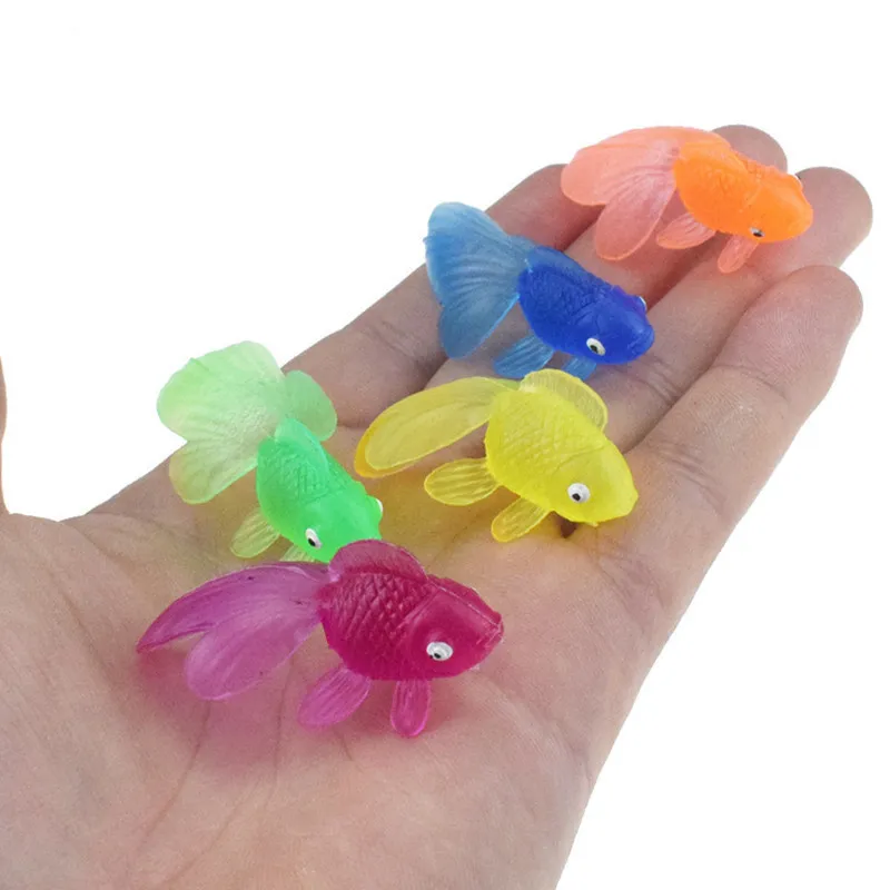 set Kids Soft Rubber Gold Fish Baby Bath Toys for Children Simulation Mini Goldfish Water Toddler Fun Swimming Beach Gifts 220531